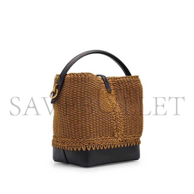 YSL LE 37 YSL BUCKET BAG IN RAFFIA AND LEATHER 742828 (25*20*16cm)